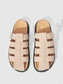 HighSole 女士搭扣设计休闲厚底坡跟凉鞋