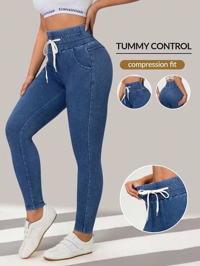 Flexra Enfärgade skinny jeans med hög midja och sneda fickor för kvinnor