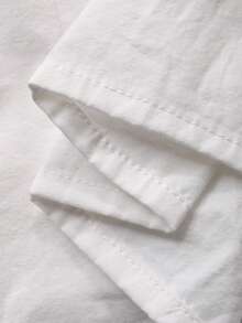 DAZY Women's Tie-Front Round Neck Long Sleeve Korean Style Blouse - White - View 3