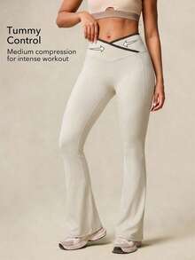 OutZeal Women Outdoor Pants Camping Hiking Tummy Control Quick-Drying Crossover-Waistband Flared Bottom - Brown - View 2