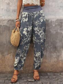 Brillora Women's Loose Printed Woven Pants, Suitable For Spring/Summer Vacation - Iron Gray - View 7