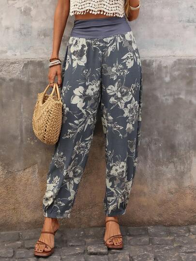 Brillora Women's Loose Printed Woven Pants, Suitable For Spring/Summer Vacation