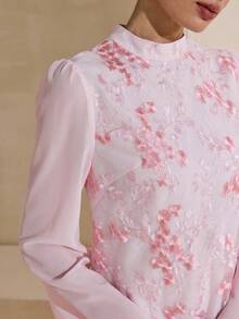 Graceveil Elegant Embroidered Chiffon Dress, Suitable For Outings And Dates - Pink - View 6