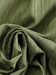 GlowEve Women's Elegant Daily Commute & Vacation Textured Fabric Cinched Waist Wide Leg Pants - Army Green - View 6