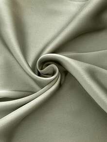 Roveilla 大码女式纯色缎面亮面V领扭结荷叶边肩袖短款连衣裙，优雅复古法式风格，适合办公室、休闲、度假、下午茶、街头等场合，简约百搭，春夏新款 - 軍綠色 - 查看 11