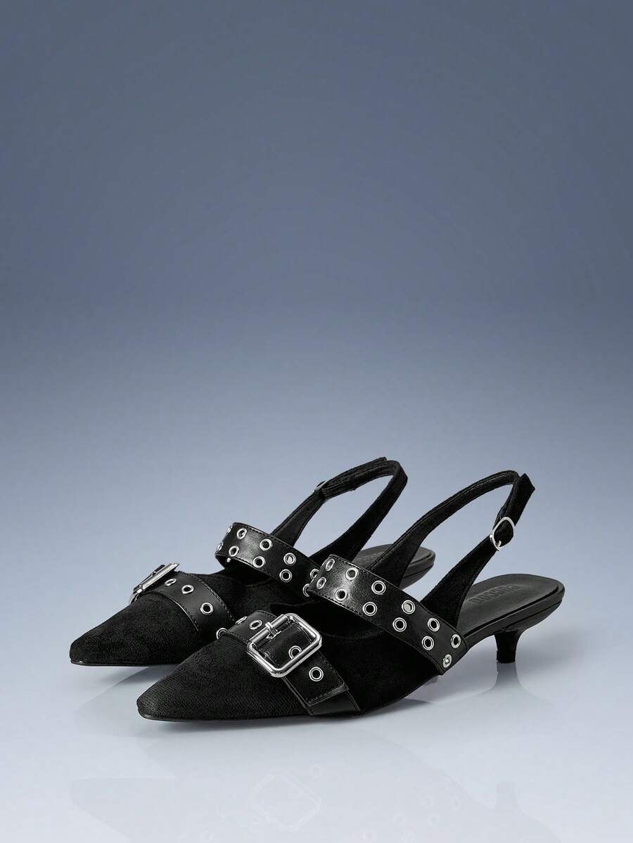 CUCCOO GRLICON Women's Fashion Commuter Buckle Pointed Toe High Heel Pumps - Black - View 1