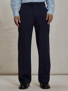 Musero Wide Leg Pin Stripe Hidden Clasp Fastening Suit Pant Trouser Autumn Winter Essentials Tailoring Smartwear - Multicolor - View 2