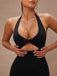 Lumalex Seamless High Elasticity Racerback Sports Jumpsuit With Lifting Effect - Black - View 8