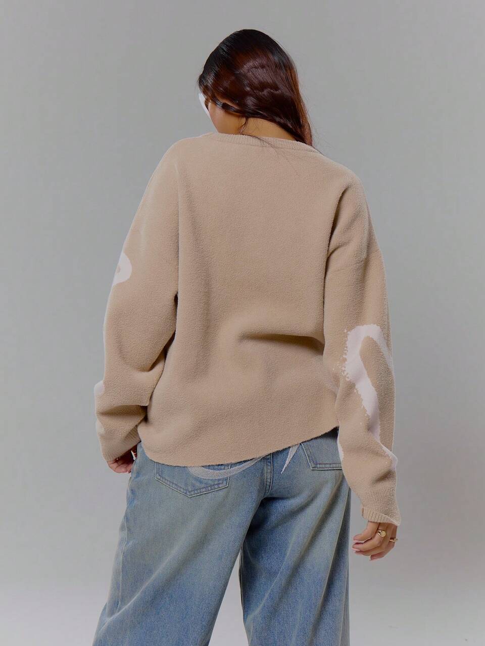Knit Oversized Graphic Print Sweatshirt Jumper Streetwear Coolgirl Winter Sexy Casual Odd Drift