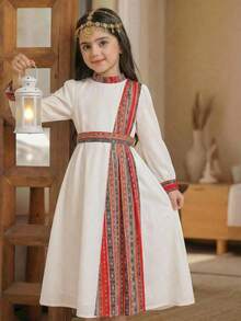 SHEIN Young Girls' N Style Long Sleeve Dress,Kids - White - View 9