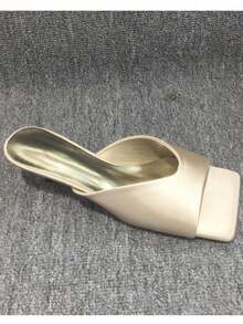 CUCCOO CHICEST Zapatos de tacón abiertos tipo mule, zapatos de vuelta al colegio, zapatos de estudiante universitario, zapatos de primavera, zapatos de vacaciones de primavera, zapatos de Pascua, zapatos de Navidad - Oro claro - Ver 16