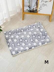 1 件装柔软加厚隔热保暖可水洗防滑底耐用星形图案设计狗笼垫狗床毯猫垫适用于中小型宠物缓解焦虑和压力冬季圣诞礼物宠物睡眠垫宠物床必备品 - 灰色 - 查看 11