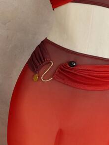 Swim SXY 2pcs/Set 2026 New Gradient Print Mesh Tube Bikini Cover Up For Women, Beach Vacation - Multicolor - View 3