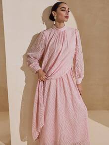 Graceveil Casual Cutout Loose Women Arabic Style Outfit, Pink - Pink - View 5