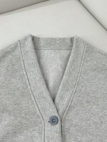 Airaco Fashionable Streetwear Casual Comfortable Women Deep V-Neck Sweatshirt Set - Grey - View 5