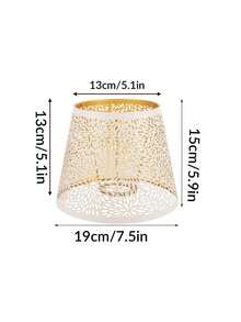 1 Peça (D13*D19*H15cm) Abajur Redondo de Ferro Entalhado com Padrão de Crisântemo, Sol, Lua e Árvore da Floresta, Compatível com Lâmpada E27/E26, Inclui Anel Adaptador E27 para E14, Adequado para Luminária de Mesa Industrial Retrô, Luminária de Chão, Luminária de Parede, Acessório de Iluminação Decorativa Artística, Abajur Ambiente Criativo - Abajur esculpido em ferro forjado - Visão 13
