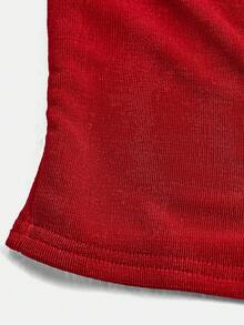 SHEIN Girlism 少女纯色深V领金属装饰时尚垂褶领吊带背心，适合各种运动场合、返校季、假期、大学生活、复活节、音乐节、毕业季、家庭聚会等。 - 紅色 - 查看 4