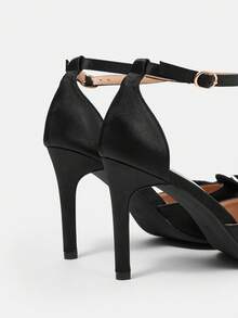 CUCCOO HITCHD Zapatos de tacón alto elegantes y de moda para fiesta con decoración de lazo de strass para mujer - Negro - Ver 11