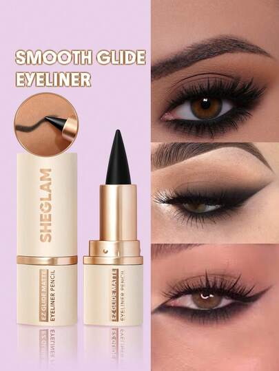 SHEGLAM Ez Glide Matte Eyeliner Pencil Highly Pigmented Black Smoky Eyes Matte Eyeliner Pencil Smudge-Proof Long-Lasting Ultra-Fine  Eyeliner Blendable Smooth Cat Eye Eye Make Up Black Eyeliner Henna Brand Beauty Makeup Face Paint Cosmetic For Women Girls Perfect For Winter Ideal For Y2K Fancy Fashion Suitable For Birthday Gift Party Ready Best Color