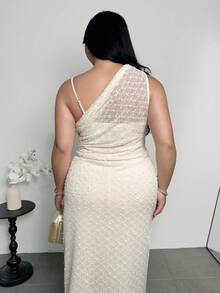 Firerie Đầm dự tiệc cocktail dáng ôm, màu trơn, bất đối xứng, thanh lịch dành cho nữ, màu trơn - Màu be - Xem 4