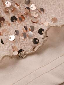 DAZY 女士优雅亮片V领系带中长连衣裙，春夏婚礼宾客礼服闪亮长裙 - 粉色 - 查看 10