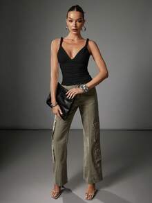 Hauture Women's Sexy Casual Twisted Shoulder With Low Back Design Going Out Basic Top - Black - View 6