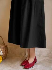 DAZY Plain Pocket Casual Black Skirt, Daily Wear - Black - View 6