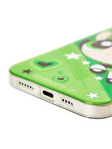 THE POWERPUFF GIRLS X SHEIN Cartoon Printed Mobile Phone Case, With Mobile Phone Chain  , Suitable For 11-17 Pro Max - Light green - View 5