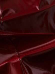 Franclia New Autumn Burgundy PU Vest Jacket For Women, Fashionable Commuter Suit, Street Style, Elegant Blazer, Metal Button Top, Commuter, Business - Burgundy - View 3