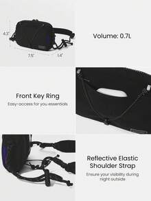 GLOWMODE 0.7升迷你便携防水钥匙扣前袋反光肩带斜挎包腰包，适合秋冬季户外日常活动穿着