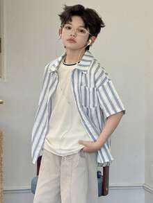 DAZY Tween Boys' Casual Striped Print Shirt