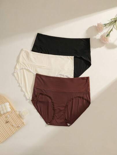 NudeFit 3-Pack Minimalist Casual Ribbed Waistband Plus Size Mid-Rise Underwear