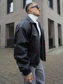 Artur Kramer Men's Thickened Casual Business Leather Jacket - Black - View 6