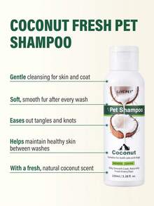 Champú y acondicionador de coco natural para mascotas - Fórmula hidratante 2 en 1 para perros y gatos con aceite de coco, calma la piel seca y deja el pelaje sedoso y brillante, con aroma fresco tropical - 100ml - Ver 3