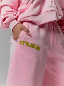 MUSERA 低腰毛绒刺绣针织短裤运动裤（仅限下装）街头潮女冬季性感休闲 Odd Drift - 粉色 - 查看 6