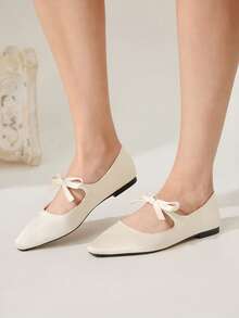 CUCCOO CHICEST Spring-Autumn New Buckle Detail Solid Color Pointed Toe Casual Comfortable Flat Shoes Spring Shoes Spring Break Easter Valentine's Day Elegant Shoes - Light apricot - View 5