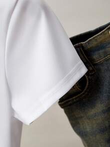 Lalippa Women's Casual Commuter Short Sleeve White T-Shirt With Faux Pearl Studded Contrast Butterfly Pattern, Summer - White - View 4