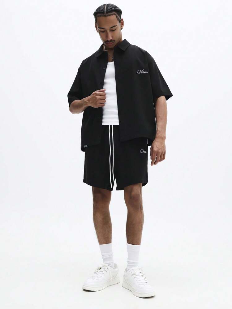 Short Sleeve Shirt And Shorts Set With Logo