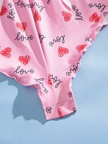 Eraneu 1pc Women's Valentine's Day Heart Hem Slit Sweet Frill Trim Panty