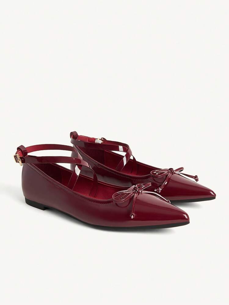 CUCCOO CHICEST Women's Pointed Toe Bow Decor Buckle Elegant Shoes Valentine's Day Elegant Shoes