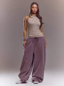 MUSERA Áo dài tay ôm sát, cổ cao, buộc dây phía sau, dáng suông, mùa xuân hè, dễ thương, gợi cảm, phong cách đường phố, đi chơi đêm, ballet, gợi cảm, đi nghỉ mát - Bụi tím - Xem 5