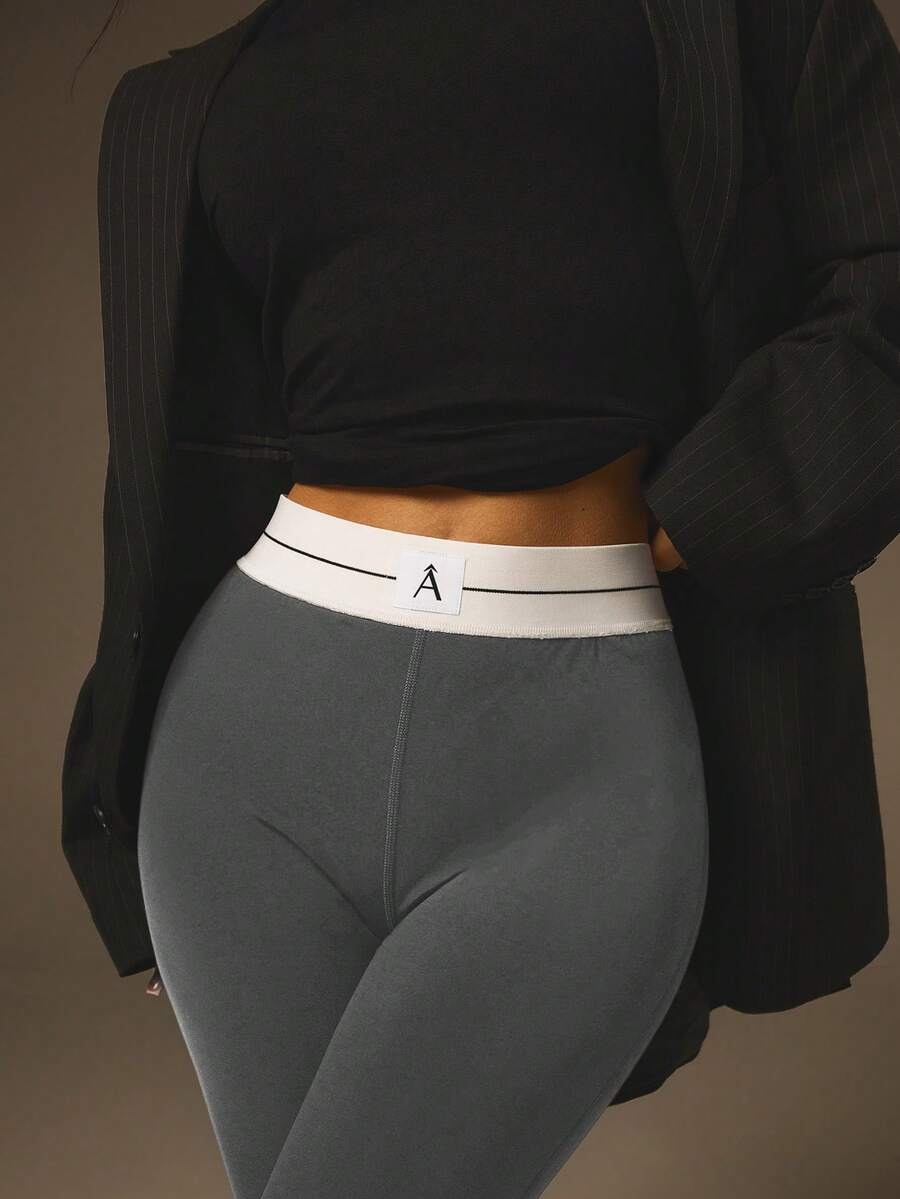 Athîral Women's Casual Minimalist Style Basic Leggings, Everyday Wear - Grey - View 1