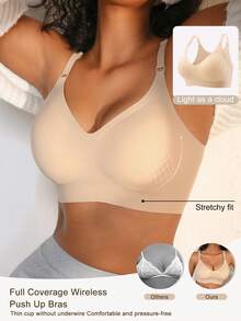 1pc NudeFit Women's Minimalist Comfortable Backless Seamless Adhesive Cup Bra - Apricot - View 1