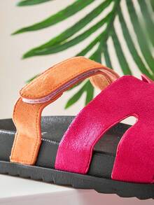 SHUZIA صنادل نسائية مسطحة عصرية وشاملة - أحمر بنفسجي - مشاهدة 8