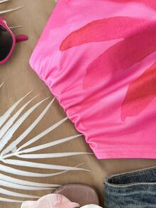 SHEIN Tween Girl Floral Print Asymmetric Hem Ruffle Cami - Multicolor - View 7