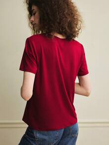 Écloséra 新款休闲镂空法式风女式T恤，春夏款 - 紅色 - 查看 6