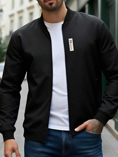 Manfinity Homme Plus Size Men's Solid Color Minimalist Casual Long Sleeve Jacket Men Jackets Casual