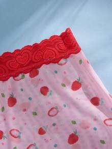 Eraneu 女士时尚草莓印花撞色蕾丝平角内裤 - 彩色 - 查看 9