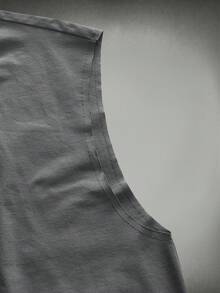 HIMLAND Men's Casual Commute College Street Slogan Cross Print Tank Top - Grey - View 4