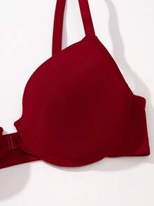 DesireSculpt Áo ngực nữ màu trơn, cài phía trước, có gọng, thoải mái. - Màu Đỏ Sâu - Xem 5